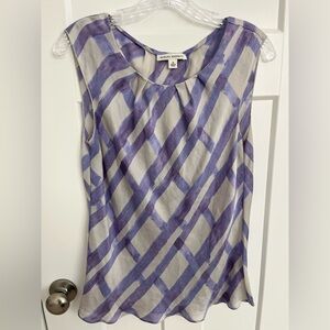 Banana Republic 100% Silk Tank Blouse Small Purple Geometric Abstract Career